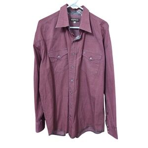 Stetson Pearl Snap Western Shirt Men's XL Red Circles Button Up Flip Cuff